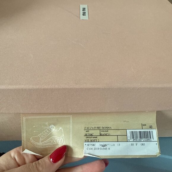 NWT Miu Miu Platform Chunky Low Top Sneakers White Leather Upper Lace Up Sz 40 - Picture 3 of 9